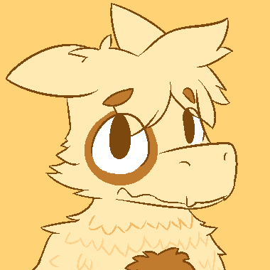 Bust portrait of Sundae as a furred dragon. He's looking at the viewer with a concerned look on his face, and flopped-over dragon ears.